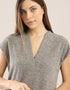 Long V neckline dress with side slits